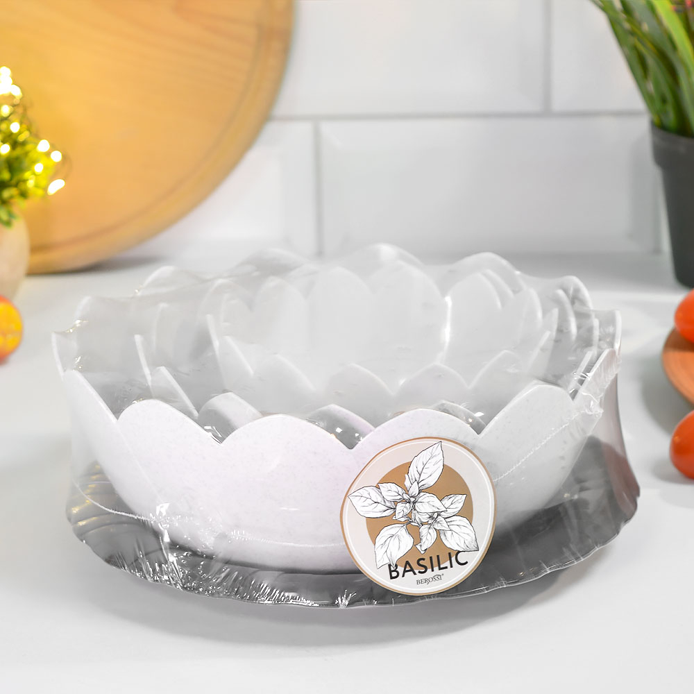 Набор салатников 4шт "Basilic", белый мрамор