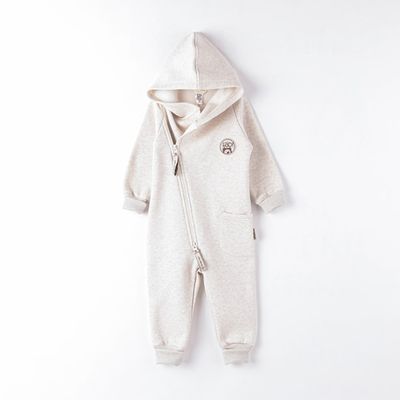 Warm diagonal jumpsuit with hood - Vanilla Pudding