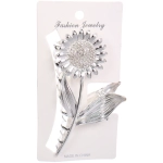 Заколка - краб для волос на блистере «ДЕ Палма», подсолнух, цвет золото и серебро, 11.5*5.5см