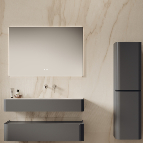 Тумба под раковину Vincea Caprise 1200 подвесная, 1 выкатной ящик soft close, серый матовый