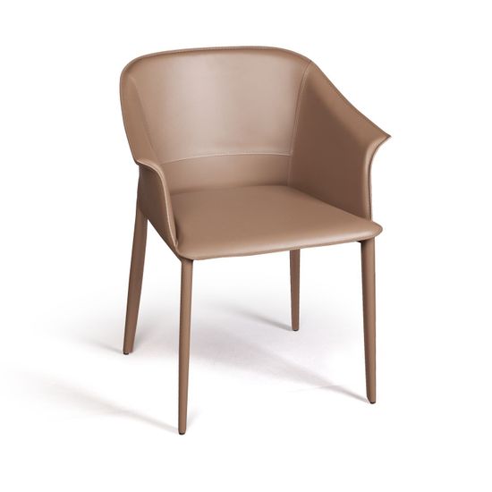 Стул  с подлокотниками GIO, кожа хаки-тауп