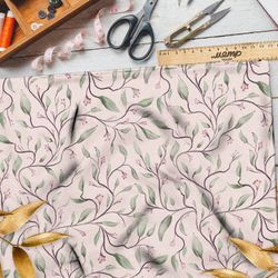 Ткань дюспо весенние листья узорные