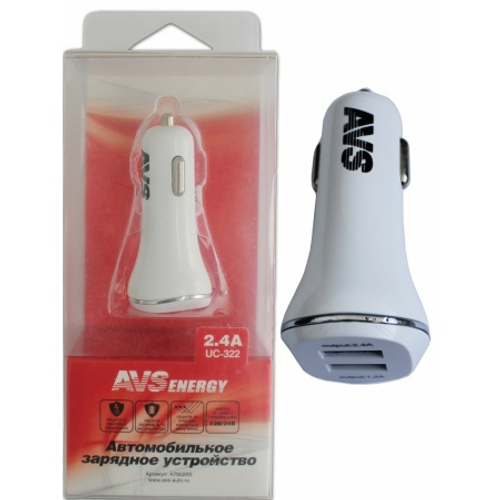 Зарядное устр-во в прикур. 2 USB 2,4А (AVS)