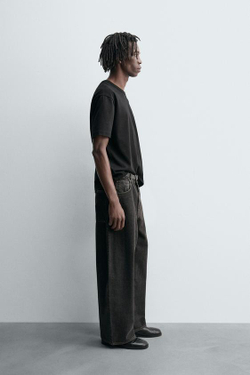 ZARA ДЖИНСЫ WIDE FIT, КОРИЧНЕВЫЙ