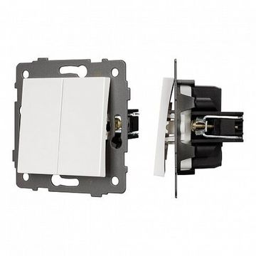 Механизм выключателя двухклавишный проходной 049887 белый SWT-MK02-PL-WH-V (250V, 10A) Arlight