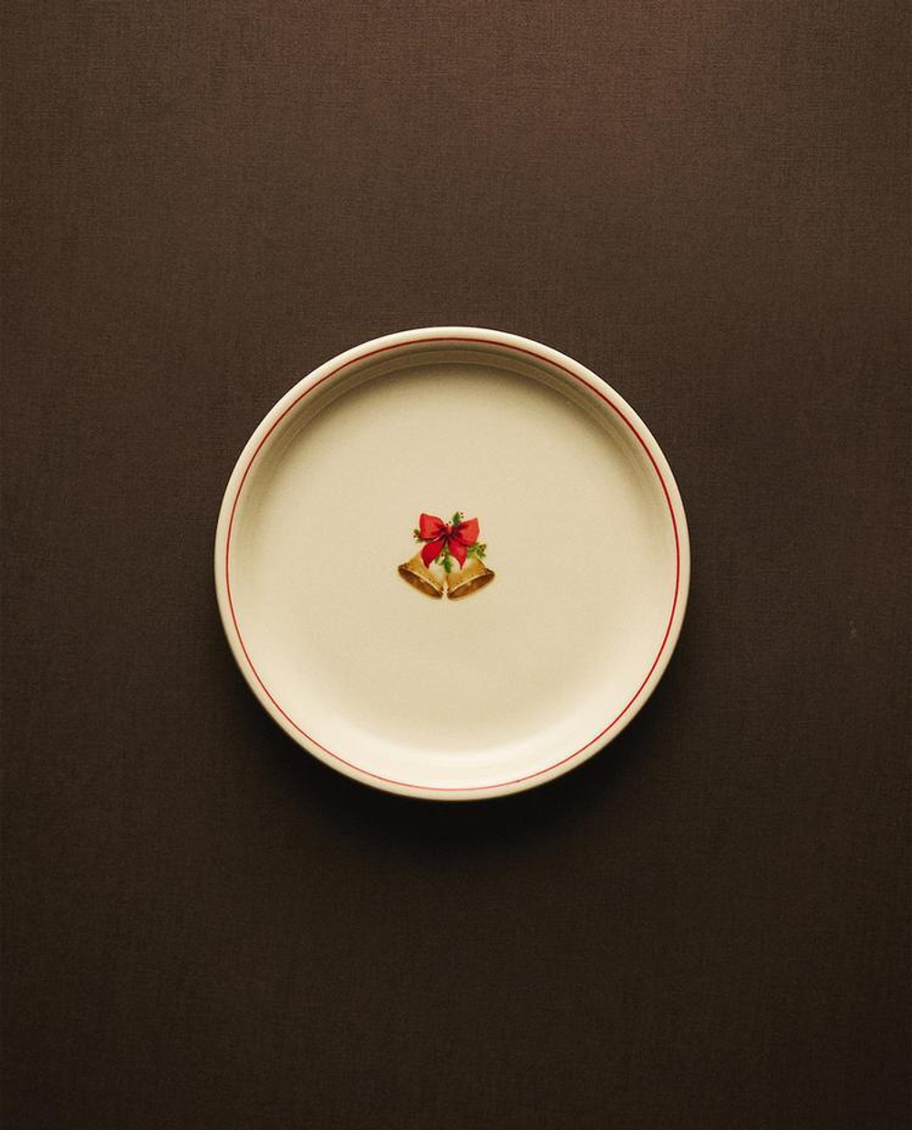 ZARA HOME НОВОГОДНЯЯ ТАРЕЛКА ДЛЯ ХЛЕБА ИЗ КЕРАМИКИ, БЕЛЫЙ/КРАСНЫЙ