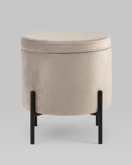 Пуф Грейс с ящиком велюр серо-бежевый