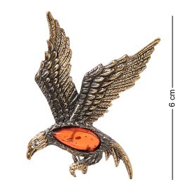 AM-1651 Брошь «Орел» (латунь, янтарь)