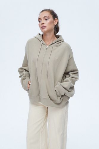 Оливковый худи на молнии с капюшоном