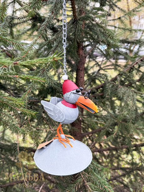 Кормушка для декора сада подвесная CAMPO Home & Garden "Серая ворона" металлическая