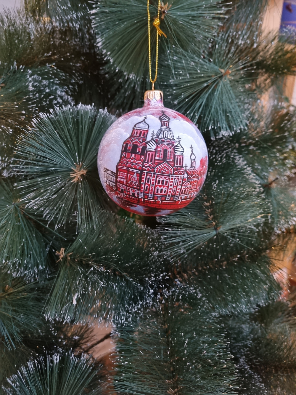 Шар стеклянный "Спас на крови",  ручная роспись