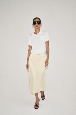 ZARA ПРЯМАЯ ЮБКА МИДИ — ZW COLLECTION, ЭКРЮ
