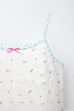 ZARA НОЧНАЯ РУБАШКА С ЦВЕТОЧНЫМ ПРИНТОМ, ЭКРЮ