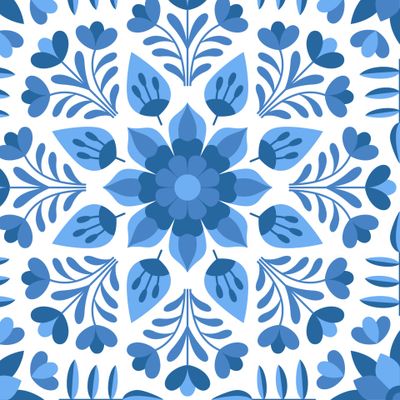 Цветочный орнамент - голубой
