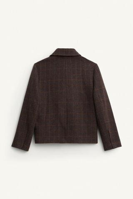 ZARA БЛЕЙЗЕР ИЗ СМЕСОВОЙ ШЕРСТИ, КОРИЧНЕВЫЙ