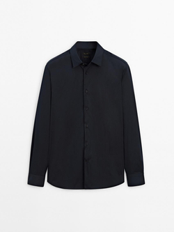 Massimo Dutti Рубашка облегающего кроя из эластичной ткани, темно-синий