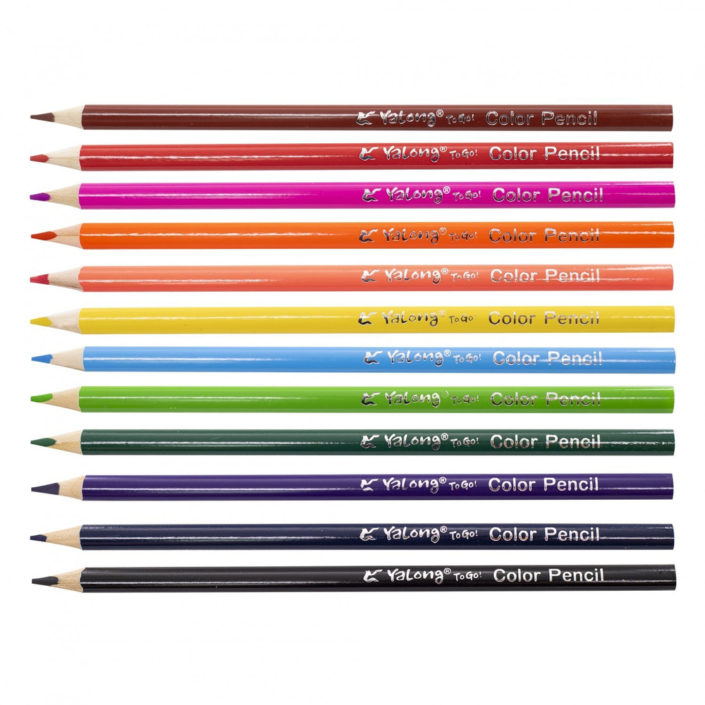 Карандаши цветные Yalong 12 цв., "DINO" деревянные, трехгранные, заточенные, грифель 3.0 мм, картон. уп., европодвес