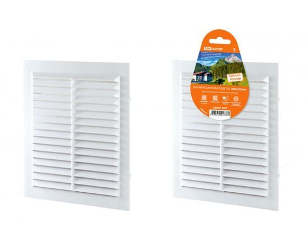 Решетка неразъемная с москитной сеткой, бел. 200х300 TDM