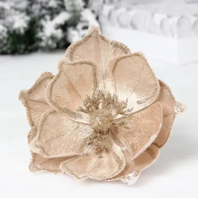 Украшение новогоднее «Пуансеттия - Симфония» 21 см, Шампань