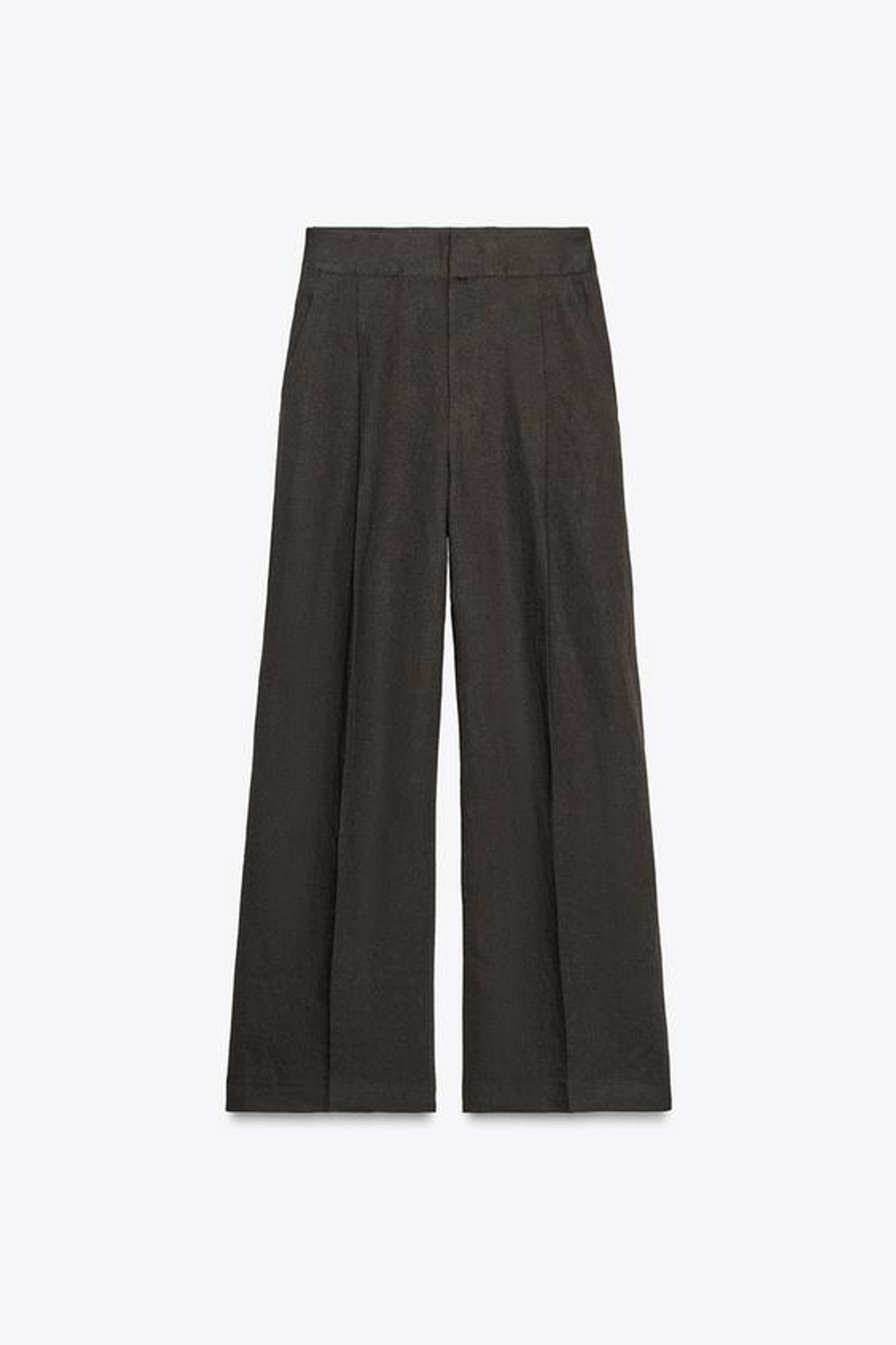 ZARA БРЮКИ ИЗ СМЕСОВОГО ЛЬНА С ЗАЩИПАМИ — ZW COLLECTION, КОРИЧНЕВЫЙ