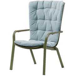 Уличное кресло Folio зеленое с голубой подушкой