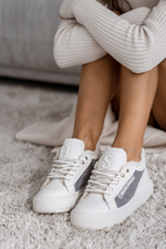 Зимние комбинированные кеды из натуральной кожи