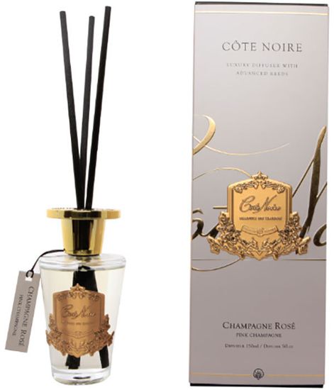 Розовое шампанское, ароматический диффузор в золотом декоре, Cote Noire