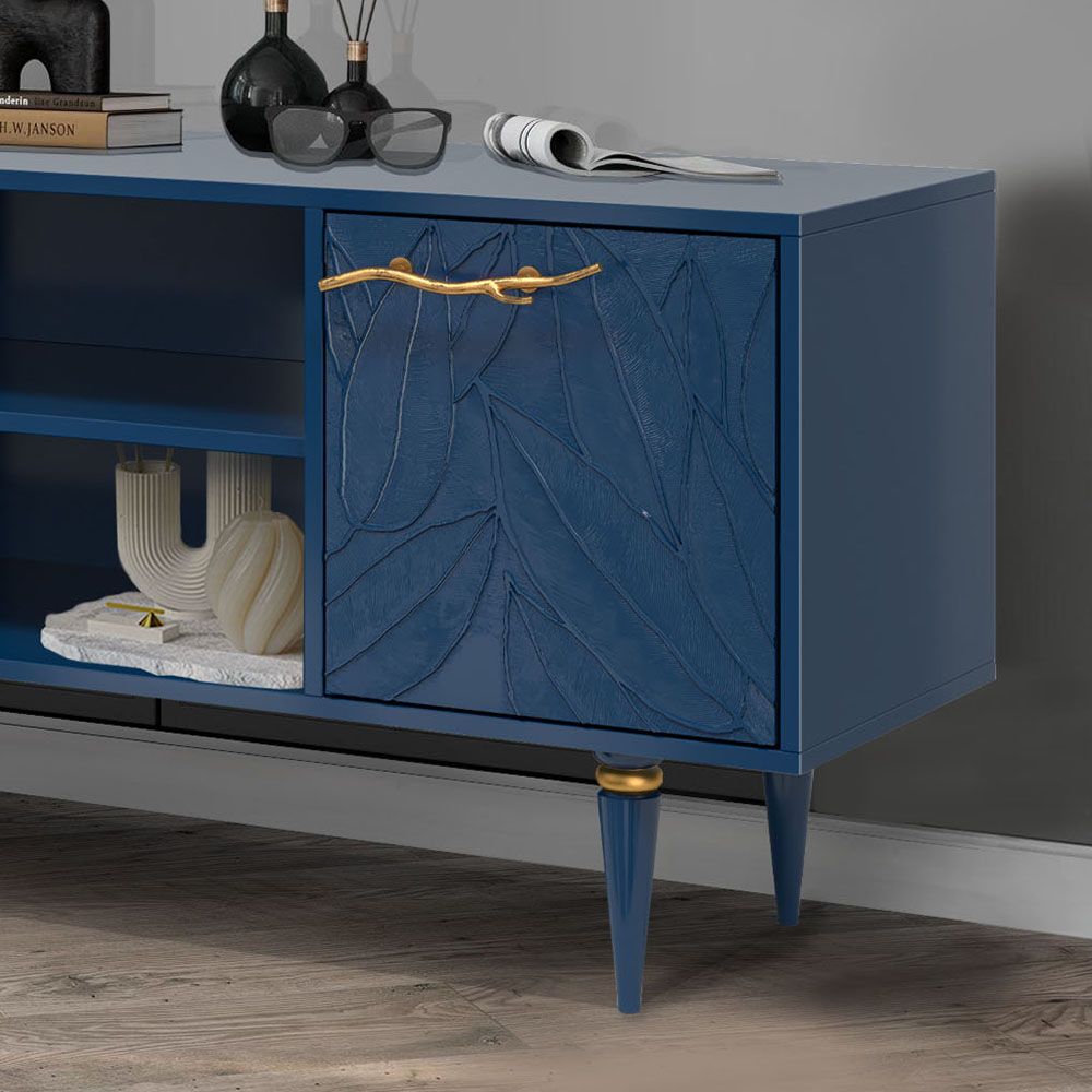 Тумба под ТВ Арт Колор leaves 117см Классик Голд Королевский синий