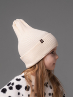 Шапка вязаная-резинка хлопковая (Молоко) КЭП