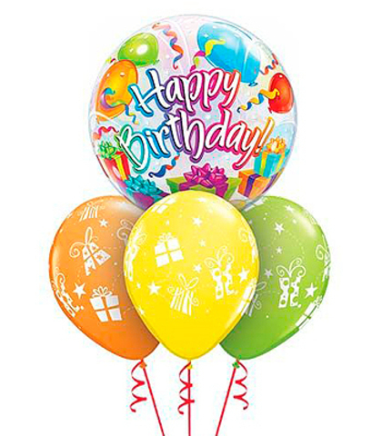 Букет из 5 шаров - Bubbles c Днем рождения 3