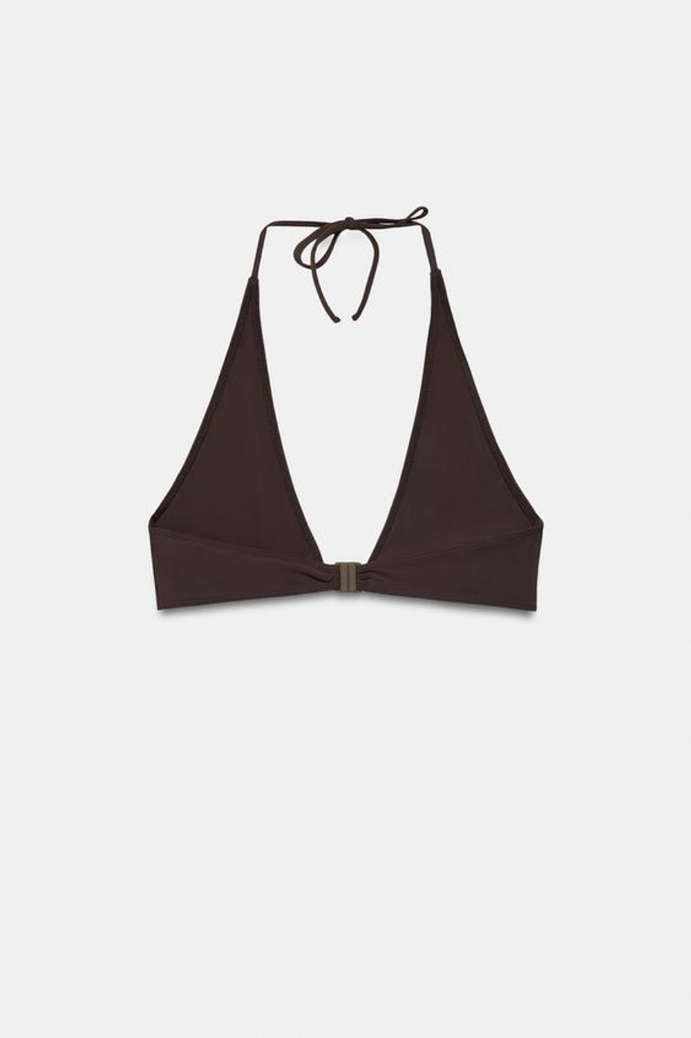 ZARA ТОП-БИКИНИ С ГОРЛОВИНОЙ ХАЛТЕР И МЕТАЛЛИЧЕСКОЙ ДЕТАЛЬЮ, ТЕМНО-БАКЛАЖАНОВЫЙ