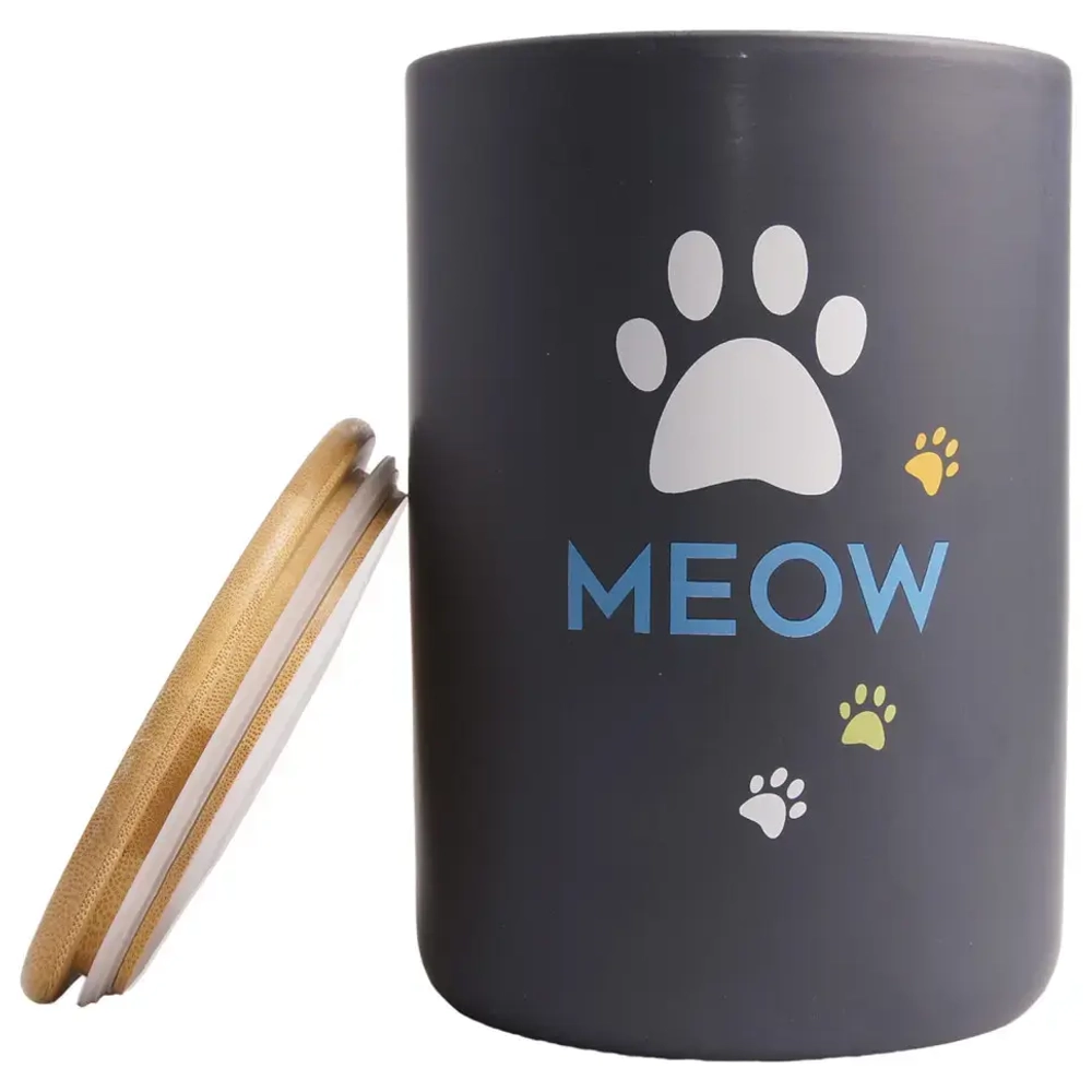 Mr.kranch meow бокс керамический для хранения корма для кошек, 1900 мл, черный