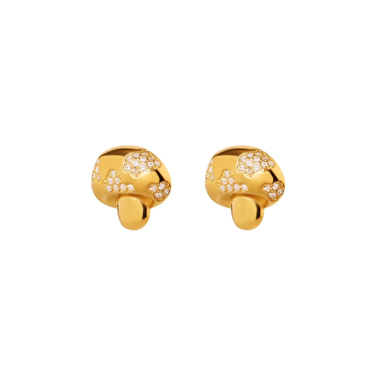 Серьги Gold Crystal Mushroom Earrings