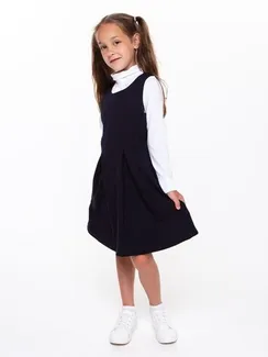 Сарафан для девочки, цвет синий, рост 122 см