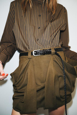 ZARA КОРОТКАЯ ЮБКА КАРГО — ZW COLLECTION, ХАКИ