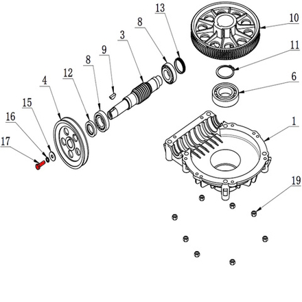 Болт шкива редуктора M8×25 V521, V524, V526, V526U, V624, V626, V626IT, V730