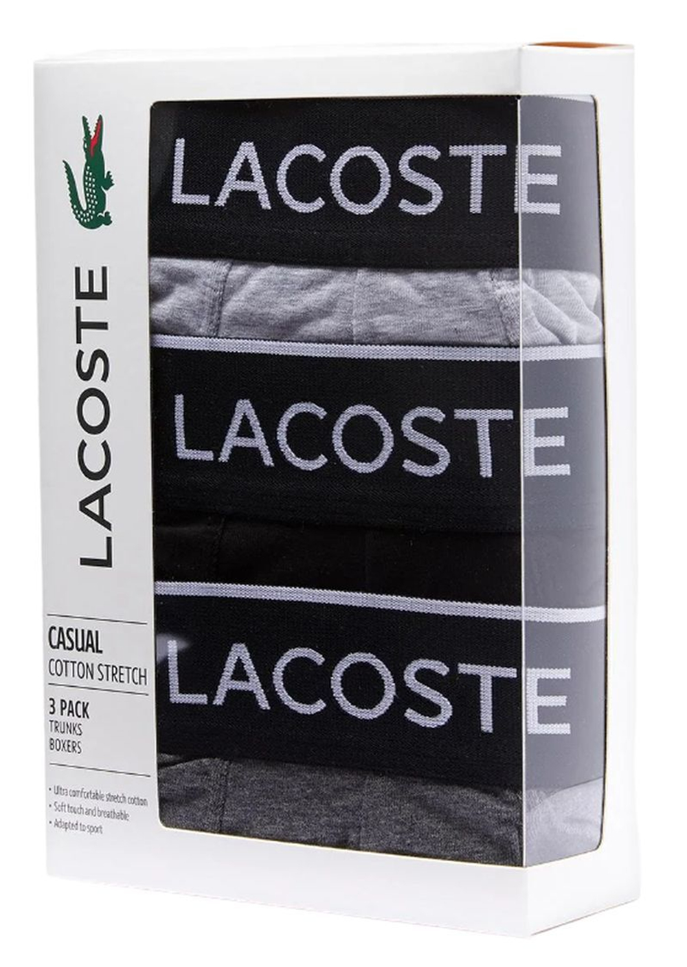 Боксерки теннисные Lacoste Cotton Stretch Trunk 3P