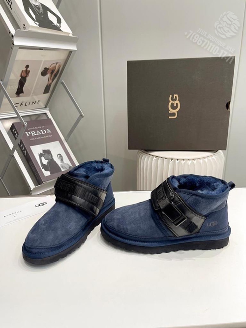 Зимние угги UGG с мехом синие