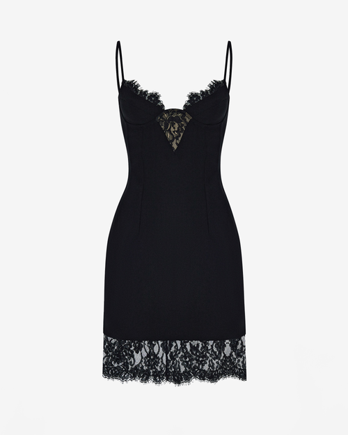 Платье мини из крепа и кружева
