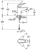 Смеситель для раковины GROHE Euroeco, S-size, хром (32734001)