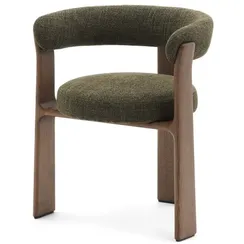 Стул Granite на 3 ножках из зеленого шенилла и массива ясеня в отделке орех