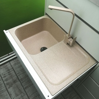 Мойка POLYGRAN ALTO-780 песочный №302, смеситель OSCURO песочный