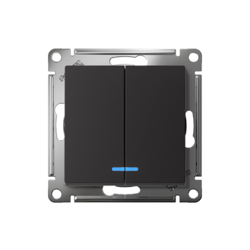 Выключатель 2-кл. СП AtlasDesign 10А IP20 (сх. 5а) 10AX с подсветкой механизм карбон SE ATN001053