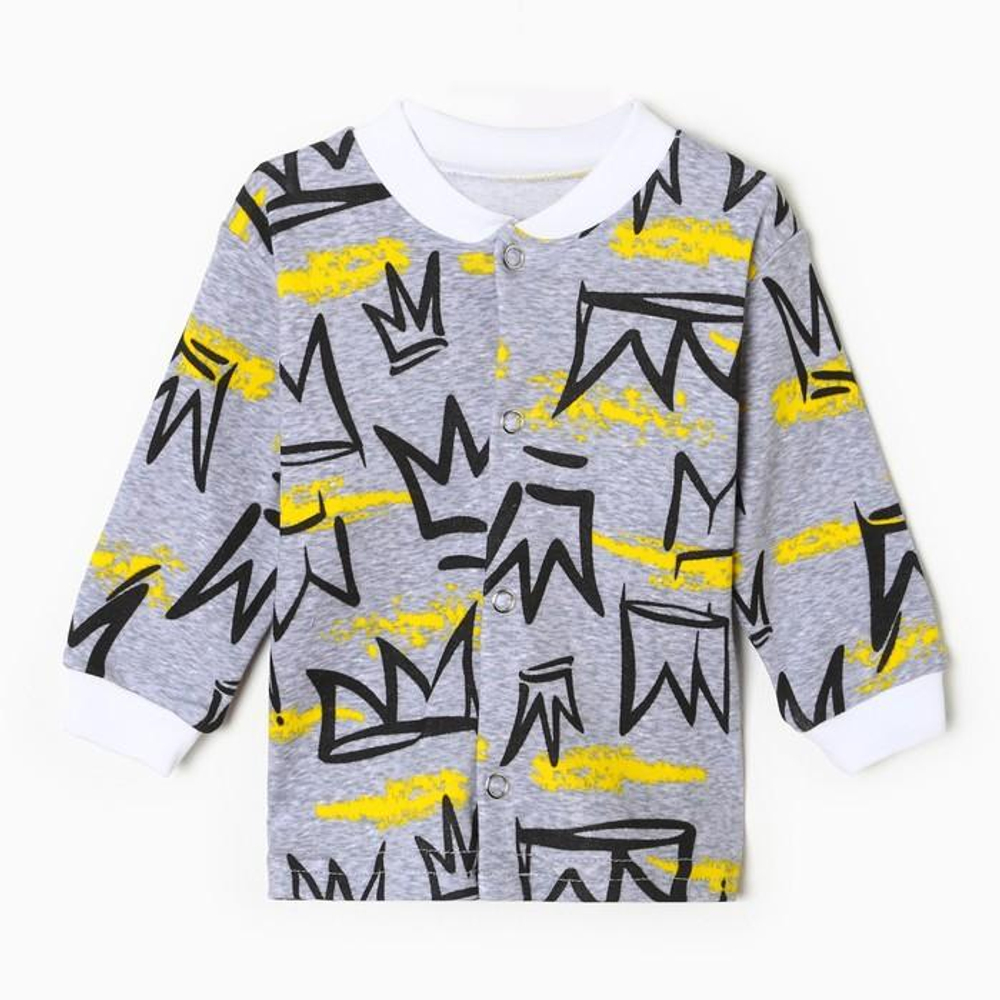 Кофточка детская, цвет серый/короны, рост 80 см (Тошка)