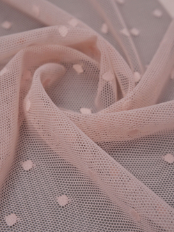 Сетка эластичная коралловый миндаль в горошек 5 мм метражом