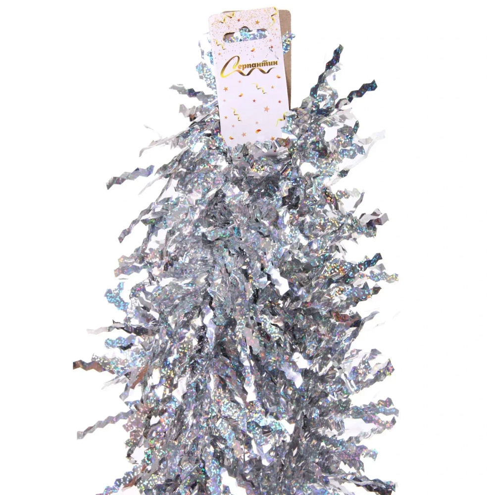 Мишура 2м 15см «Голограмма волна», Серебро