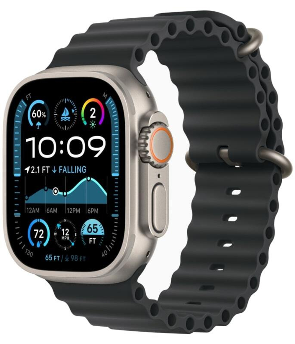Apple Watch Ultra 2 49mm Бежевый Титан Ремешок Ocean Черного Цвета 2024