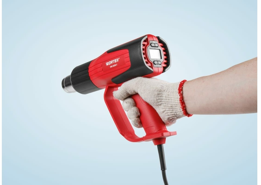 Строительный фен WORTEX HG 6120-1, LCD-дисплей, 2 режима, плавная регулировка температуры