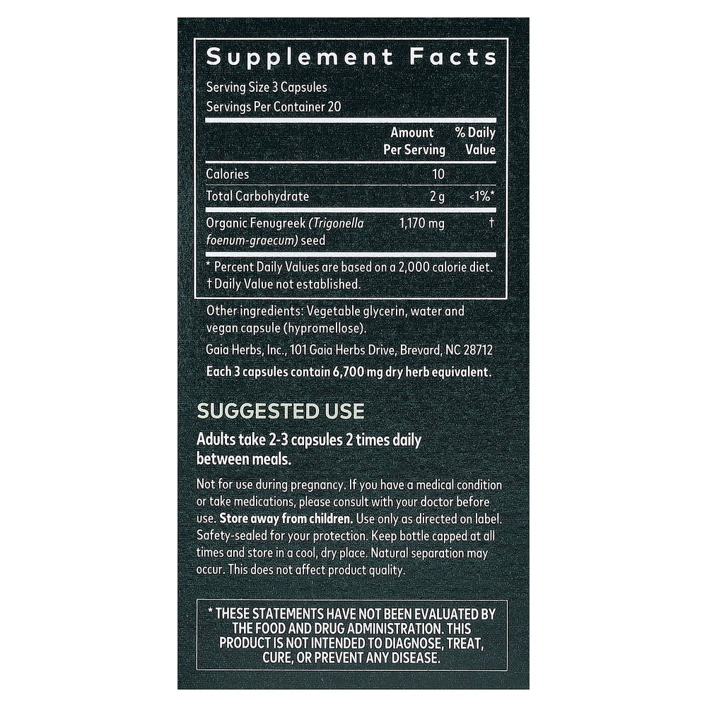 Gaia Herbs, Women, семена пажитника, 60 веганских капсул Liquid Phyto-Caps® (390 мг в 1 капсуле)