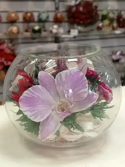 натуральные цветы в стекле, вакуум